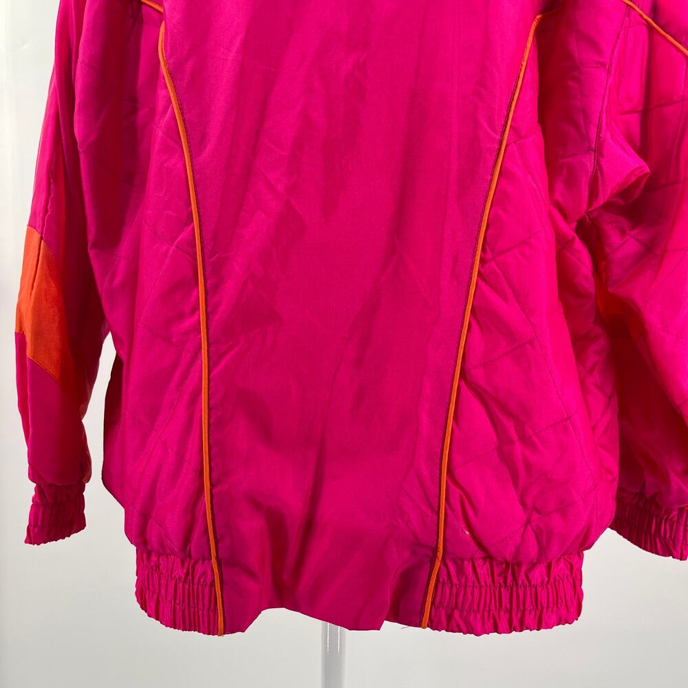 Vintage 90s Wear 2B Seen Pink & Orange Nylon Windbreaker Zip Jacket Women Sz 1X - Picture 5 of 9